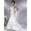 High quality satin lace material appliqued beaded mermaid bridal wedding gown custom made