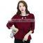 Custom New Latest Fancy Tops Girls Long Sleeve Wine Red Lace Blouses,Wholesale Casual Chiffon Falbala Slim Blouses And Tops