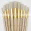 Round #1~#12 Long Wooden Handle Golden Ferrule Bristle Art Brush