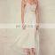 Cross Bust Chiffon Organza Lined Long Dress in Floor Pattern White Sexy Lace Gowns NT6763