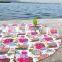 White Floral Kantha Work Quilt Yoga Mat Roundie Indian Round 72" Bohemian Hippie Beach Throw Wall Decor