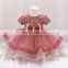 2020 New Embroidery Pearl Short Sleeve Design Party Baby Girls Dress Birthday Party Kids Frock