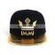 Cheap Flat Brim 6 Panel Adjustable Luxury Gold Color Snapback Cap