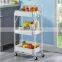 Amazon Hot Selling Kitchen Cart Hotel Foldable Three Layers ABS Storage Trolley With Wheels