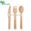 Travel biodegradable wooden cutlery combo set spoon knife and fork disposable eco friendly