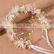 New High Quality Spring Bohemian Pearl Crowns Beach Hawaii Floral Garland Romantic Faux Rose Wedding Wreaths Flower Headband