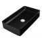 Modern style 24-inch 61 cm bathroom matte black ceramic vessel sink countertop rectangle matte black wash basin