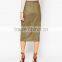 Linen Split Front Open Pencil Skirt For Women