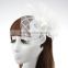 Fashion Women Wedding Bridal Hair Accessories Lace Feather Fascinator Hat With Hairband Beaded Hair Bow Rose Flower Headband