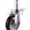 Swivel/Swivel Brake Solid Stem Castor Fitted with Rubber Wheel Mold On Metal Rim, Flange Bearing