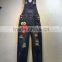 Fashion adults suspenders pants, ladies cartoon patch embroidery jeans
