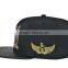 alibaba trade assurance manufactory custom 6 panel leather back snap back hat with embroidery logo faxu snakeskin brim