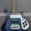 Weifang Rebon 4 string ricken neck through body electric bass guitar in blue sunburst colour