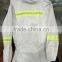 White coverall with reflective tapes 200D oxford/PVC coating