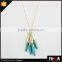 5 Turquoise Spiker Stone Pendant 18K Gold Necklace Multi Stone Tassel Pendant Necklace