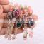 Natural Watermelon rind Striped Agate Stones Bracelets with Pave Crystal Agate Beads