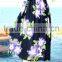 Retro Thai HIPPIE BOHO Hibiscus Chaba Hawaii Floral Print Thai Art Beach MAXI BABY DOLL Maxi LONG DRESS