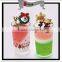glass cups with Christmas ring Christmas deer printing