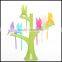 eco-friendly Creative Cute design bird on tree shape ABS plastic fruit fork set wholesale