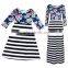 Family matching same outfits clothes sets mother and daughter Floral Striped Patchwork Long Dress
