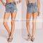 Women Ripped Hem High Waisted Denim Shorts Wholesale