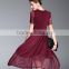 Pretty two pieces mature woman wear wrinkled dress with overlay mesh