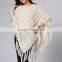 cable knitted ponchos women faux fur poncho rabbit fur ponchos