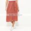 Button Front Tie Waist Ladies Office Skirt Suit Flare Long Skirt