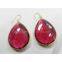 Pink Tourmaline Hydro (29) Bezel Setting 18*25mm Pear Gold Plated Silver Earring