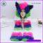 Chic Faux Fox Fur Rainbow Color Russian Winter Animal Hooded Scarf