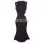 Kate Kasin Sleeveless Polyester and Spandex High Neck Hips-Wrapped Bodycon Pencil Mermaid Black Dress KK000680-1