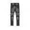 Custom man straight Skinny Biker ripped men denim jeans street wear stretch zipper side of leg pant