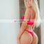 2PCS Summer Lace-Up Sexy Neon Bikini Set Solid Push Up Micro Swimsuit High Waist G String Swimsuit Women Beach Mermaid