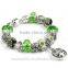 Fashion hot sale love charm bracelet beautiful green cyrstal bead bracelet