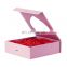 Rigid box with heart shape clear window for flowers packaging custom color flip box with magnetic bouquet packing with logo