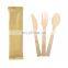 Disposable Bamboo Dinnerware Sets Bamboo Knife Fork Spoon Cutlery Set with Kraft Paper Bag