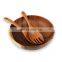 LARGE Kitchen Acacia Wood Salad Bowl Set With Servers Spoon Set