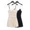 Spring new European and American style small bow decoration texture slim fit suspender dress for women