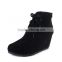 Fashion Studs Rivets Black Ankle Boots Women's Pointed Toe Lady Shoes With wedge Heels