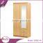 W972-43 2 doors laminate bedroom wardrobe designs wooden armoire with mirror