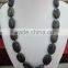 New stylish black stone choker necklace gemstone and crystal quartz beaded statement necklace with knots and drop pendants