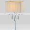 square beige fabric shade clear crystal floor lamp by Amay Lighting