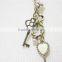 Antique Brass Skeleton Key Necklace Pearl & Diamond Vintage Necklace Simple Minimal Necklace 2016 Fashion Style Wholesale