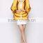 Dyed yellow mink winter coat fur jacket with hood