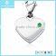 Emerald Birthstone Heart Charm in Sterling Silver (May)