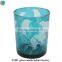 Blue stained glass candle holder