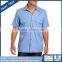 Custom Made Factory Wear Two Pocket Short Sleeve Mens Shirt With Button Closure