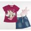 2014 new summer girls clothing suits kids fashion minnie t shirts+jeans skirts 2pcs outfits baby girls suits