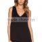 contrast elasticized trim cut-out sides silk tank tops