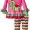 Wholesale boutique fall girls gift children ruffle shirts with chevron pants kids christmas outfits
